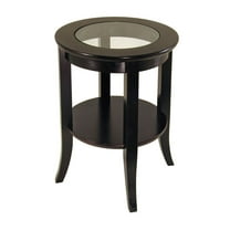 Genoa End Table; Glass Inset; one shelf
