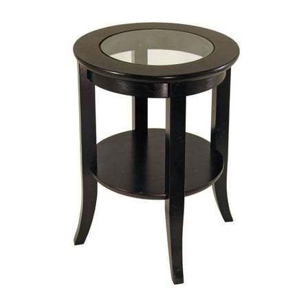 Genoa End Table; Glass Inset; one shelf