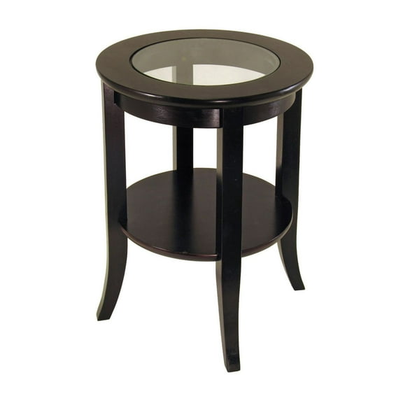 Genoa End Table; Glass Inset; one shelf