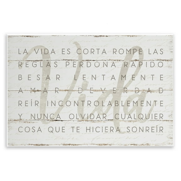 Stupell Industries La Vida es Corta Inspirational Quotes & Sayings Painting Unframed Art Print Wall Art, 19 x 13