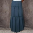 thumbnail image 6 of Zunfeo Boho Skirts for Women Ruffles Maxi Vintage Casual Prairie Skirt Ruched Elastic High Waisted Holiday Skirts Blue 8, 6 of 7