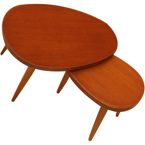 Masteelf Mini Triangle Coffee Table Lightweight Furniture 7.5x5.3cm Brown