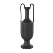 DecMode 20 Fluted Urn Shaped Black Ceramic Vase with Arch Handles