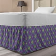 thumbnail image 1 of Abstract Bed Skirt, Geometric Shapes Rhombus Diagonally Arranged Traditional Pattern, Elastic Bedskirt Dust Ruffle Wrap Around for Bedding Decor, 4 Sizes, Violet and Yellow Green, by Ambesonne, 1 of 2