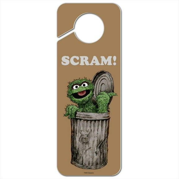Sesame Street Vintage Oscar the Grouch Plastic Door Knob Hanger Sign