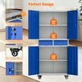 thumbnail image 4 of JAORD Metal Storage Cabinet with 2 Drawer and Pegboards,71" H Top Workbench Mobile Tool Chests Garage Cabinets with 4 Wheels,Tool Cabinets for Home,Office,Shop，Assembly Required, Blue, 4 of 7