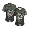 thumbnail image 6 of Women's V Neck T Shirts Casual Short Sleeve Tops Blouse, Skull Veteran Army Leaf, 6 of 6