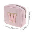 thumbnail image 2 of Unique Bargains 1 Pc Letter W Pattern Makeup Bag for Travel Pink Corduroy, 2 of 6