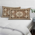thumbnail image 4 of Brown Boho Queen Size Pillow Cover, Pillowcase Protectors with Zipper, Breathable Decorative Throw Pillow Case Cover, Retro Western Rustic Ethnic Tribal Patterns Pillow Shams for Couch Sofa 20x30Inch, 4 of 8