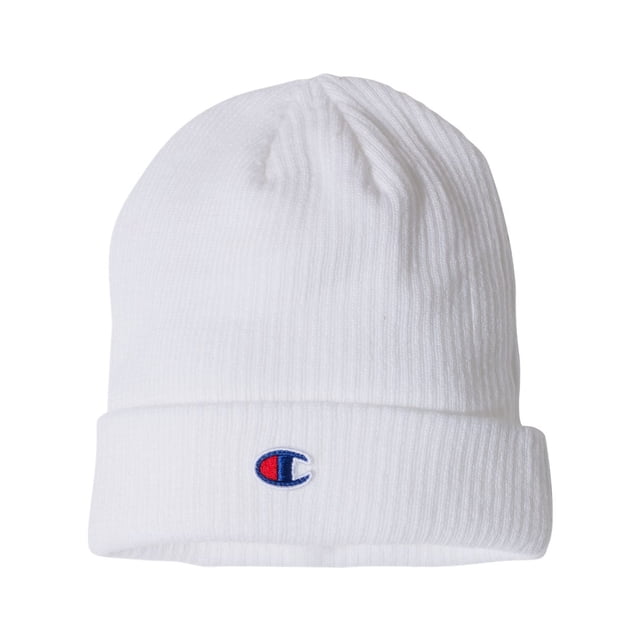 Champion Bonnet Côtelé à Revers, Taille Unique, Blanc