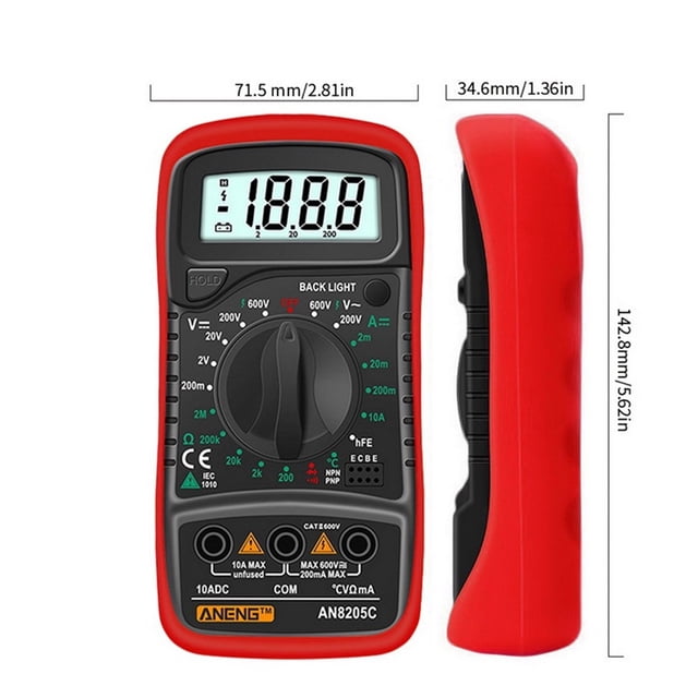 Digital Multimeter Automatic Voltmeter Profesional Tester Multimeter With Thermocouple Lcd Backlight Portable Data Hold Function , Readable