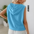 thumbnail image 6 of FASHOFT Women's Sleeveless Hoodies for Workout Athletic Running Sweatshirt Basic Solid Vest Hoodie with Pockets Blue M, 6 of 7