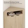 thumbnail image 5 of Joyyskill Fluted Corner Cabinet with Storage, Modern Floor Cabinets with Adjustable Shelf & Metal Legs Wooden Narrow Cabinet Organizer, Light Oak, 5 of 8