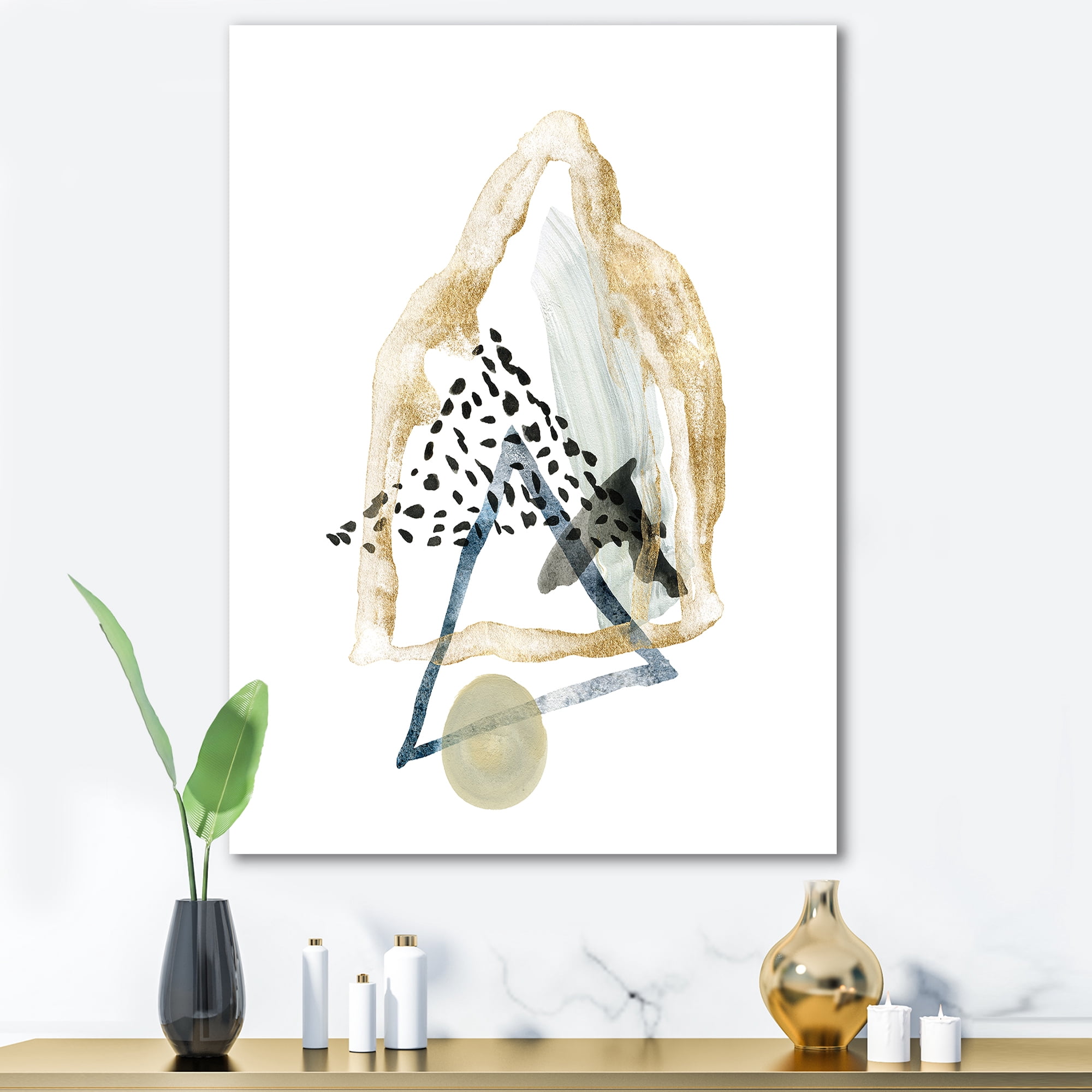 Designart ' Minimalistic Landscape of Moon With Mountains I ' Modern Canvas Wall Art Print