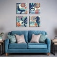 thumbnail image 6 of Nautical Wall Art Boho Bathroom Decor Navy Blue Beach Themed Sea Turtle Octopus Whale Canvas Pictures Coastal Artwork Vintage Nautical Ocean Animal Posters Nursery Kitchen Home Decoration 16x16" 4 Pcs, 6 of 6