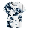 thumbnail image 5 of Sakmal Womens Tops&nbsp; Under $5 Blue Short Sleeve Crew Neck Floral T-Shirts Ladies Shirts $5, 5 of 6