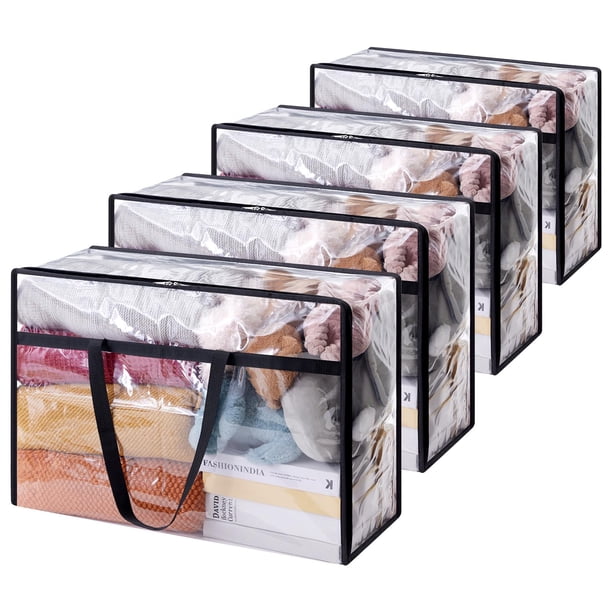Bolsas de almacenamiento de ropa Lifewit, 60 L, plástico transparente, paquete de 4