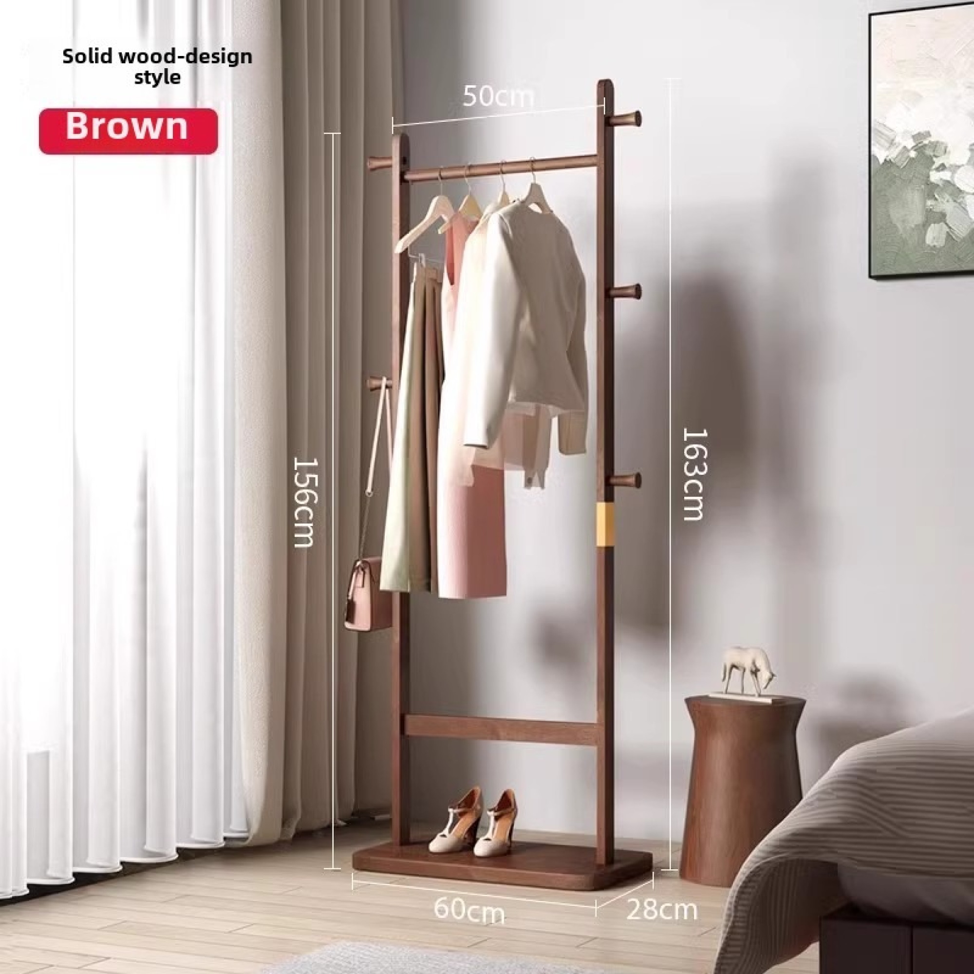 Leumius Coat Racks, 23.6* 11*71 in Solid Wood Hanger, Solid Environmental Protection Easy to Assemble for Bedroom Entrance Living Room (Walnut)