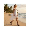 thumbnail image 6 of BLISSFUL STEP Lace Up Strappy Pearls Stiletto Heel Sandals for Women Black (Size 8.5), 6 of 7