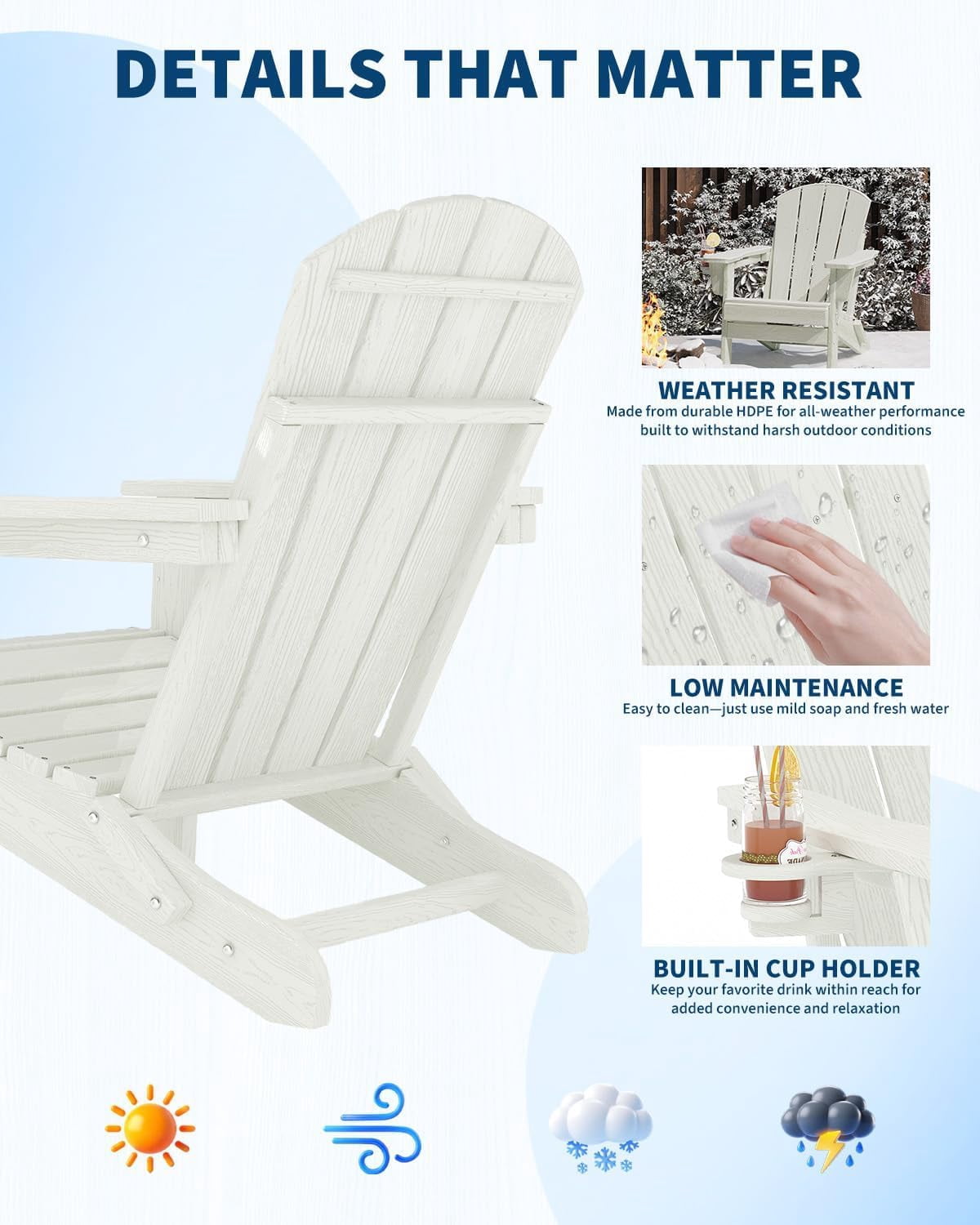 GOGRANT Adirondack Chairs, Chairs, White