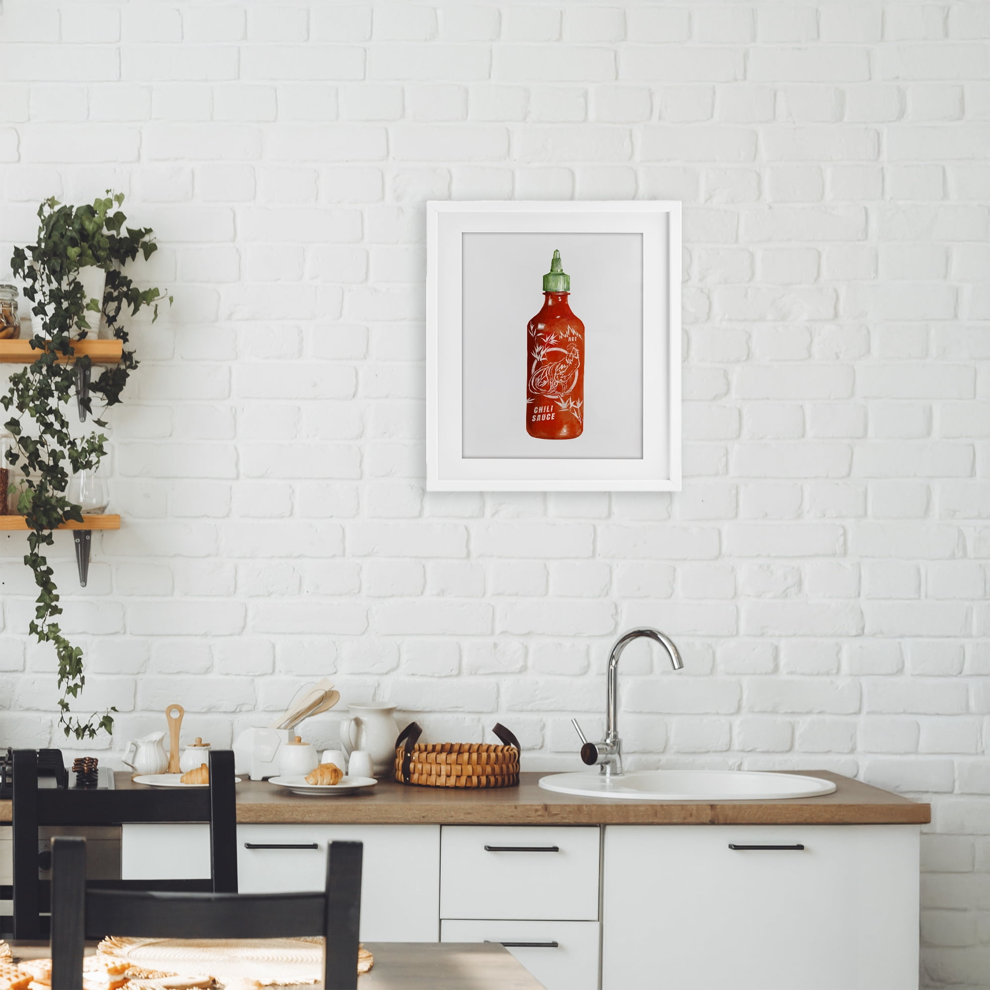 Stupell Industries Iconic Hot Sauce Bottle White Framed Print Under Glass, design by Rylen McNett