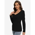 thumbnail image 3 of Women's V-Neck Long Sleeve T-Shirt - Basic Tee Top, Comfortable Casual Shirt, 3 of 4