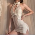 thumbnail image 2 of Gibobby Camisón de lencería sexy para mujer Día de San Valentín Minivestido encaje con abertura en la cerradura para mujer(Blanco,Talla única), 2 of 5