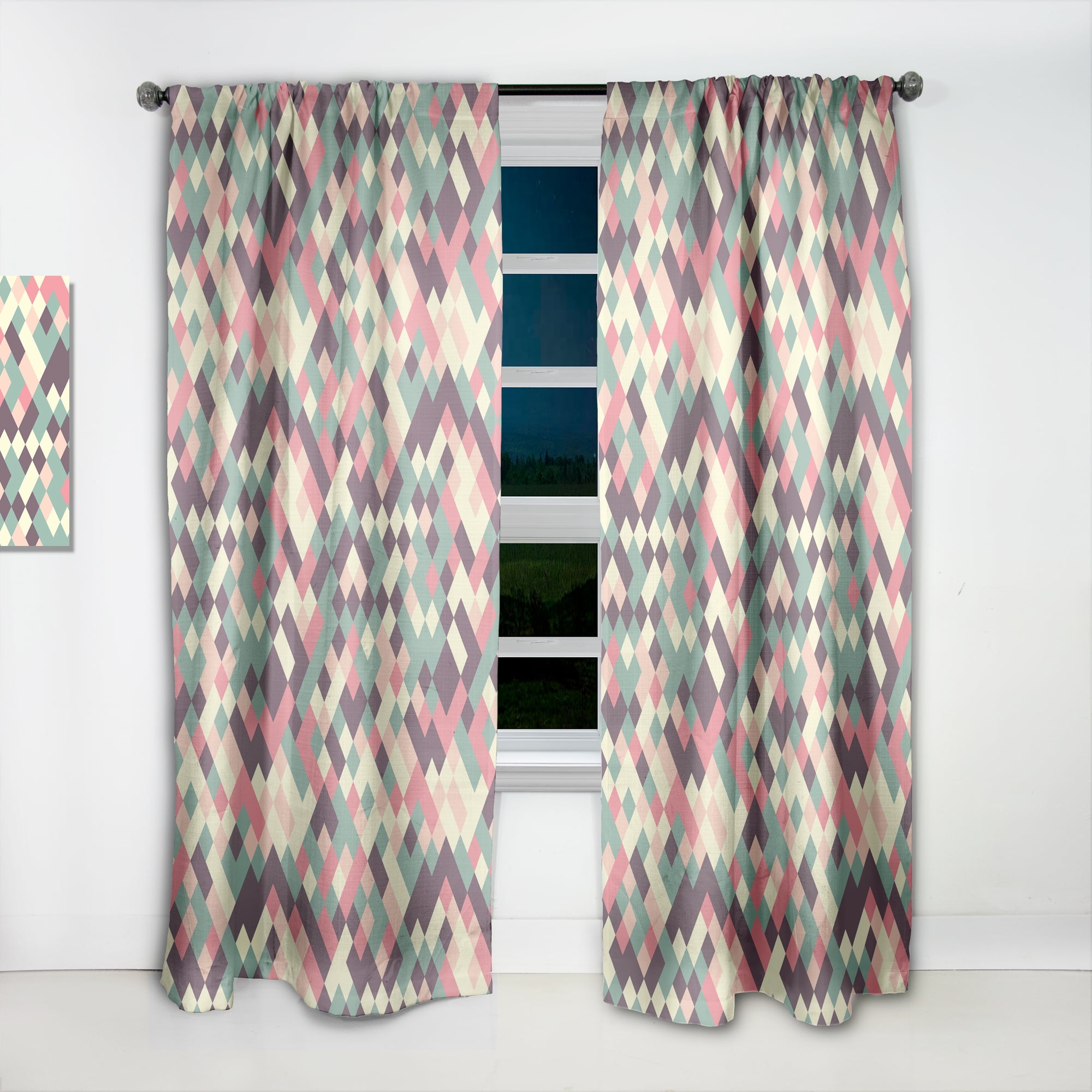 Designart 'Square Retro Design IV' Mid-Century Modern Curtain Panel