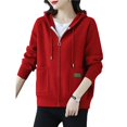 thumbnail image 2 of Women'S Full Zip Up Hoodies Soft Knit Sweaters Drawstring Long Sleeve Casual Trendy Cardigan size, 2 of 9