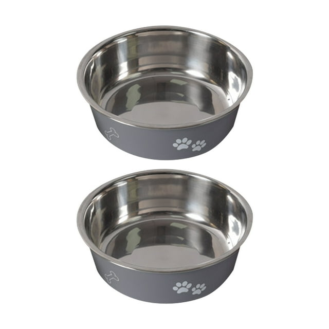 Cuenco de acero inoxidable para perros, cuenco antideslizante para perros medianos y grandes, paquete de 2
