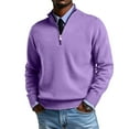 thumbnail image 2 of Mens Quarter Zip Pullover Quilted Pullover Casual Knit Long Sleeve Mock Neck Sweater Purple 2XL, 2 of 4