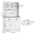 thumbnail image 2 of Luku Pantry with Drawers and Adjustable Shelves, 71”Tall Freestanding Kitchen Pantry Cabinet with Microwave Stand, Hutch Cabinet for Kitchen, Dining Room, White, 2 of 6