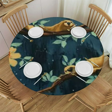 

Patifu Flowers Round Tablecloth 100% Polyester Fabric Stain-Resistant for Indoor Outdoor Dining Parties Weddings - Multiple Sizes Available 31 -35