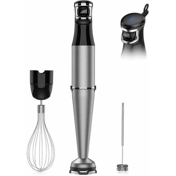 Immersion Blender Handheld 1100W - 3 in 1 Hand Blenders Set with Trigger Speed Control Stainless Steel Emulsion Stick with Whisk and Milk Frother, Emulsifier for Kitchen for Soup, Smoothie, Puree