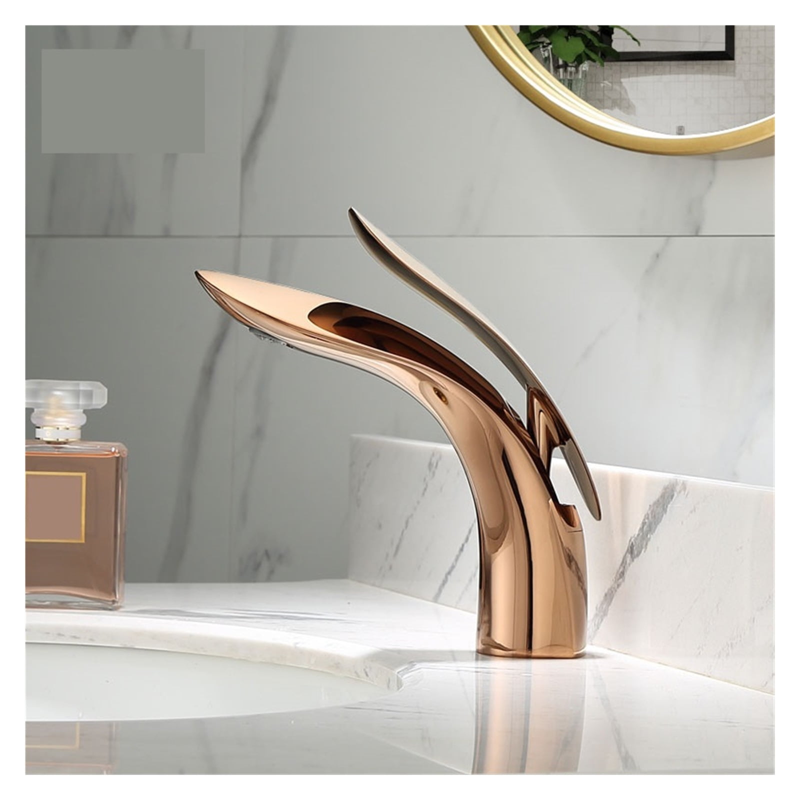 Basin Faucets Elegant Bathroom Faucet, Hot And Cold Water Basin Mixer Tap, Golden Finish Brass Toilet Sink Water Tap White - Modern Design
