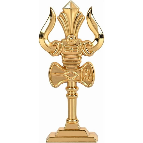 MASSIVE MART Shiv Trishul Shiva Trishool Damru Shankar Om Trishul For Car Dashboard Mandir Pooja Gifting (Size - Medium) (Color - Golden)