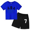 thumbnail image 3 of Ropa de bebé con estampado de letras para niños y adolescentes, conjunto de camiseta y pantalones cortos de verano de 2 piezas, conjunto informal de manga corta para niños y niñas, 3 of 5