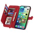 thumbnail image 2 of Pour Iphone 14 Pro Max Série Forêt Portefeuille à Fermeture Éclair Style Embossé Étui en Cuir Rouge, 2 of 5