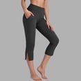 thumbnail image 6 of Women's Mid Waisted Yoga Capris, Tummy Control Workout Leggings with Pockets, Soft Athletic Pants for Running, Gym, Casual | TruBelle,Black L, 6 of 9