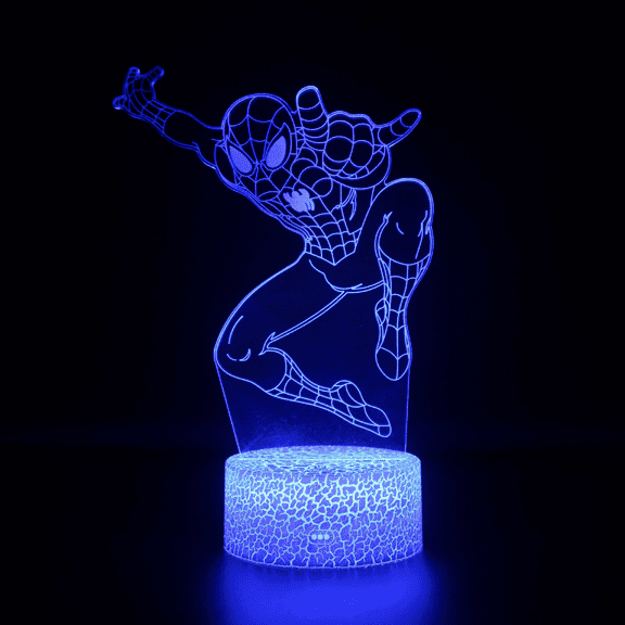 Hfnggwee 3D Night Light for Kids, Spider_Man 3D Illusion Lamp with Remote & Smart Touch 16 Changeable Colors for Children's Room Decoration Christmas Birthday Gift NL112-061