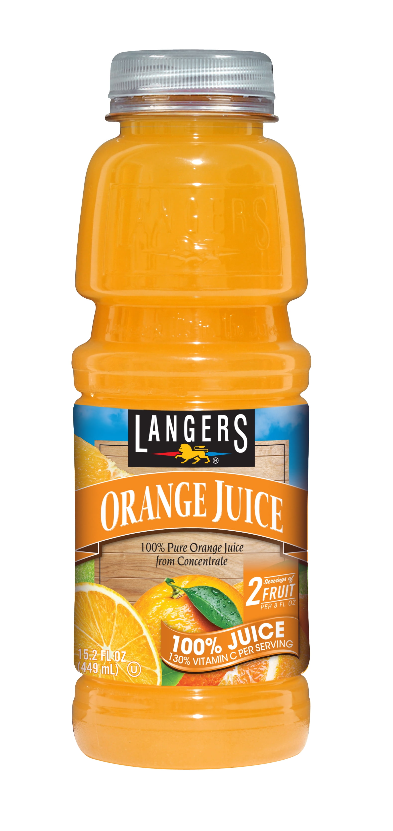 Langers 100 Juice, Orange, 15.2 Fl Oz, 12 Count