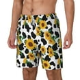 thumbnail image 2 of Uemuo Cute Cow Print Sunflower A Pattern Mens Swim Trunks Quick Dry Board Shorts with Mesh Lining, Stretch Beach Shorts Quick Dry No-Chafing Board Shorts-Small, 2 of 9
