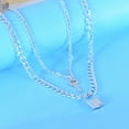 thumbnail image 3 of Grofry Women Necklace Smooth Two Layers Key And Lock Pendant Hollow Chain Retro Stainless Individual Clavical Necklace Neck Decoration Jewelry, 3 of 8