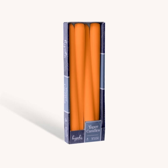 Hyoola 10" Orange Dripless European Made Taper Candles, Unscented Paraffin Wax with Cotton Wicks, 4-Pack