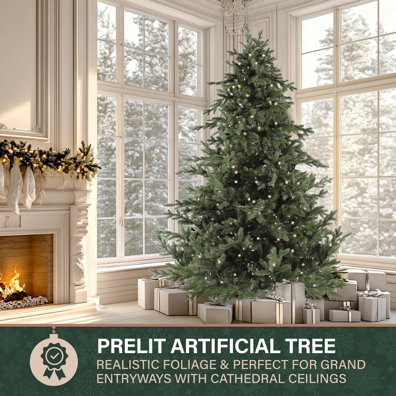 Fraser Hill Farm 12-Ft. Foxtail Pine Christmas Tree with White Incandescent Smart Lights, FFFX012-3GR
