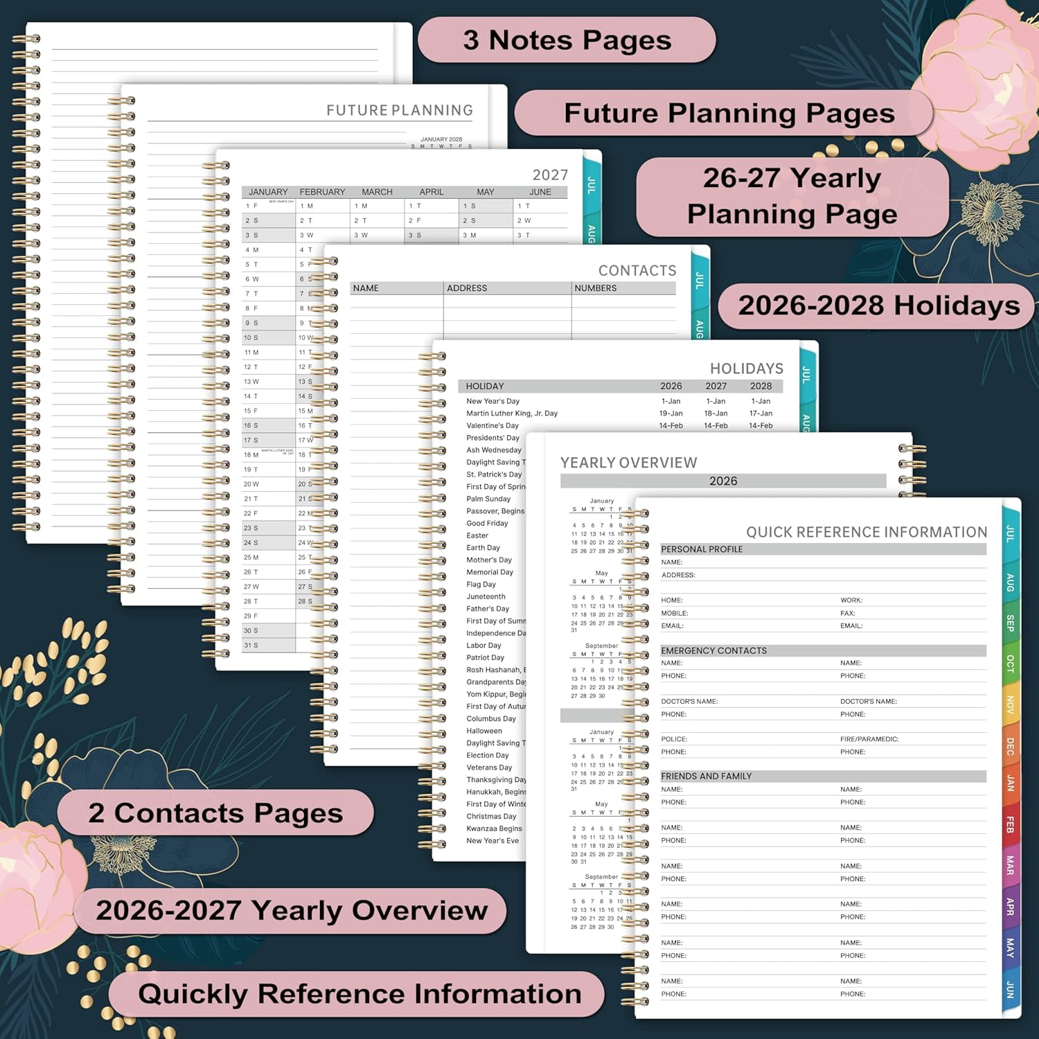 2026-2027 Appointment Book - July 2026 - June 2027, Weekly Appointment Book 2026-2027, 9"x11", 2026-2027 Hourly Planner with 30-Minute Interval, Colorful Monthly Tabs, Back Pocket