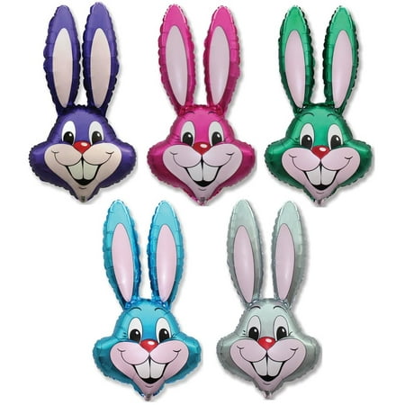 DalvayDelights Rabbit Bunny Balloons, Foil Mylar Easter, (5 Piece)