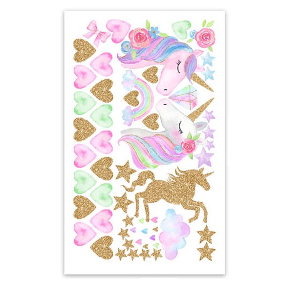 Glitter Unicorn Rainbow Star Wall Sticker Cartoon Girls Room Bedroom Mural Decal Walmart Com Walmart Com