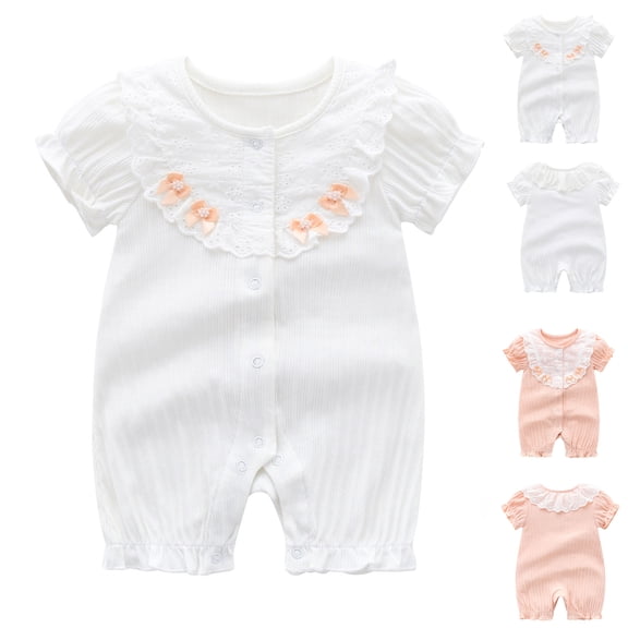 XINXIAOO Clothes Soft Short Sleeve Bodysuits Romper Summer Outfit Baby Girls' Bodysuits 0-3 Months