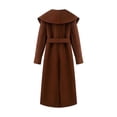 thumbnail image 4 of IUYRTFE Women's Long Wool Blend Coat with Shawl Collar and Self Tie Belt Slim Fit Wrap Winter Overcoat, 4 of 8